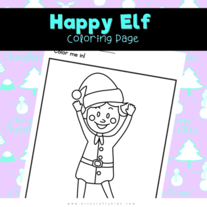 Happy Elf Coloring Page