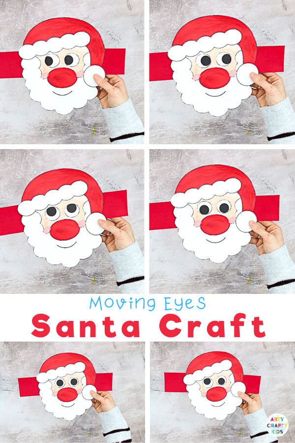 Moving Santa Craft for Kids: This easy Christmas craft is easy enough to be enjoyed independently, with only simple cutting and painting, and the interactive element brings an extra dimension of play, meaning it's ideal for pre-schoolers and school early years.