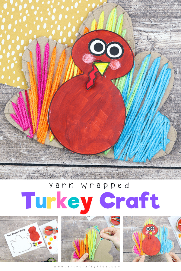 Yarn Wrapped Turkey Craft: A tactile craft for Thanksgiving - Incorporating painting, cutting, threading and sticking, there's plenty to keep children busy, and strengthen little ones fine motor skills whilst they're at it. And children will love getting so hands-on and creative with the different elements.