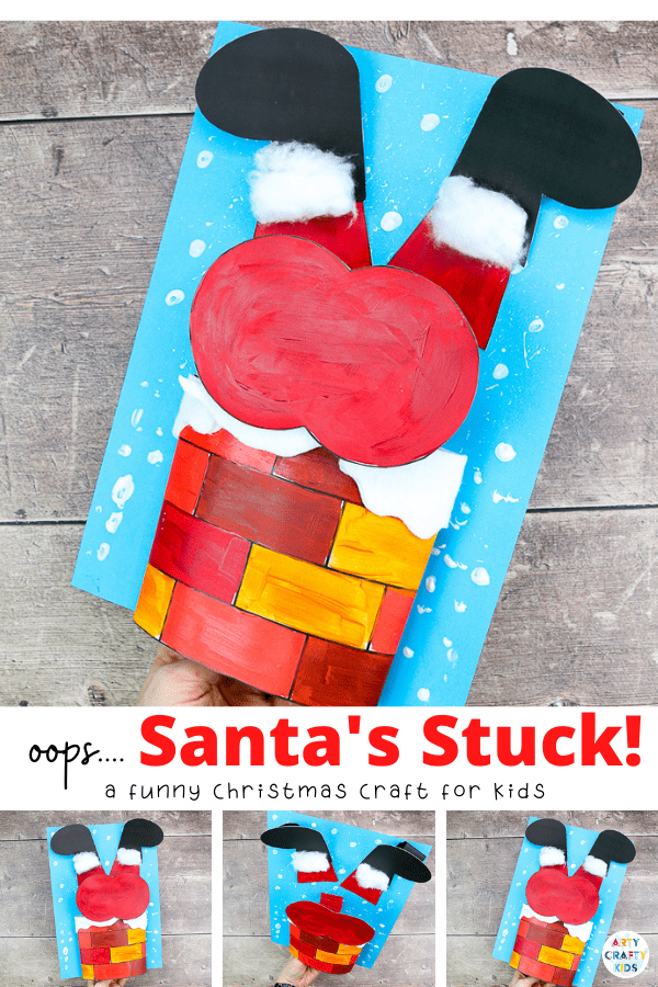 Santa's Stuck in the Chimney: A Funny Christmas Craft for Kids: Our Santa's Stuck! will have children of all ages giggling with Santa's wiggles and jiggles to get down the chimney! 

Children can explore movement and depth with Santa's 3D bouncy bottom, and play with different textures to create effects with print or splatter snow and fuzzy cotton wool trim.