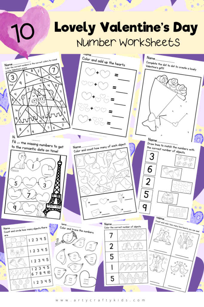 These 10 Lovely Valentine’s Day Number Worksheets are a love-stuffed way of keeping children focussed during this cutesy season!