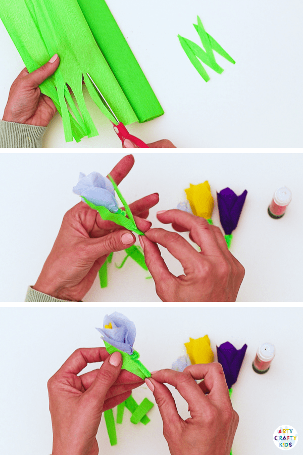 Pipe Cleaner Spring Flower Craft: This lovely pipe cleaner spring flowers craft is fun and super easy! Ideal for pre-schoolers and school early years, it's really tactile with the crispy crepe paper and the bendy, fuzzy pipe cleaners.