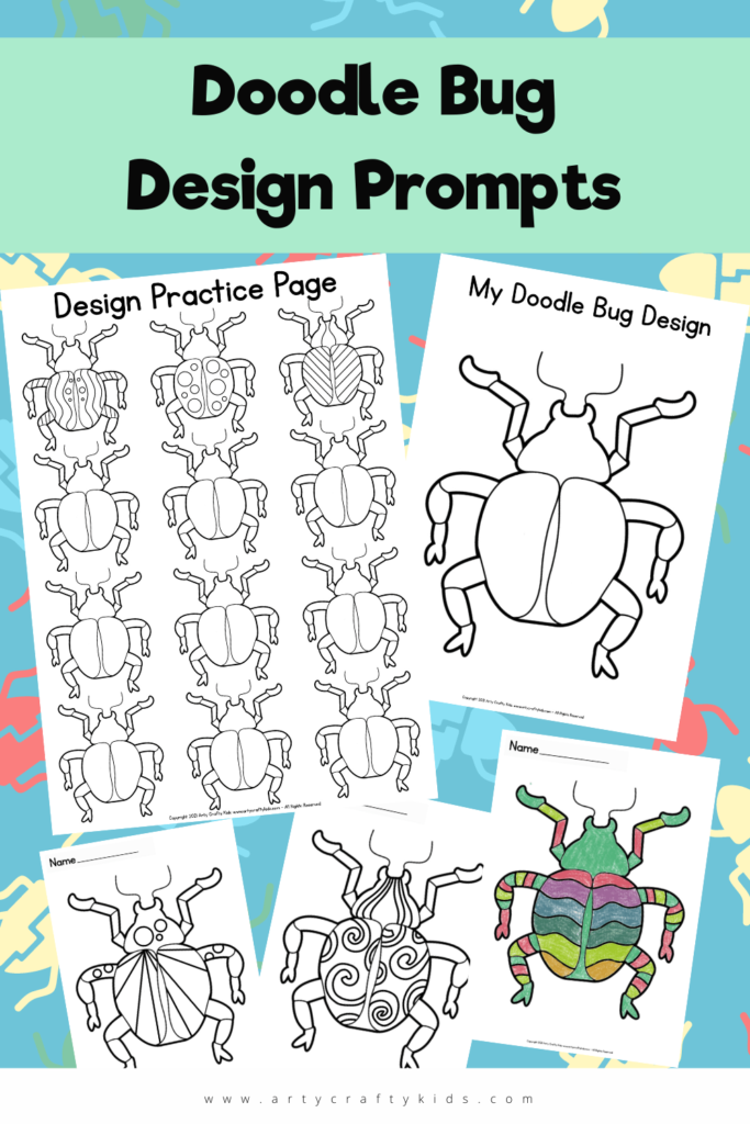 These Doodle Bug Design Prompts are a great way to get children's imagination flowing! Doodle fun designs and fill them with bold colors!