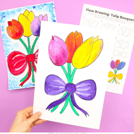 Flow Drawing: How to Draw a Tulip Bouquet - Arty Crafty Kids