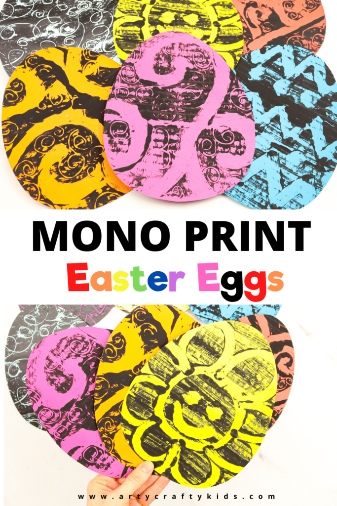 Monoprint Easter Egg Art for Kids - A fun and engaging Easter Art Project kids will love. This art project introduces children into basic mono print art techniques. To start, download our free Egg Template.