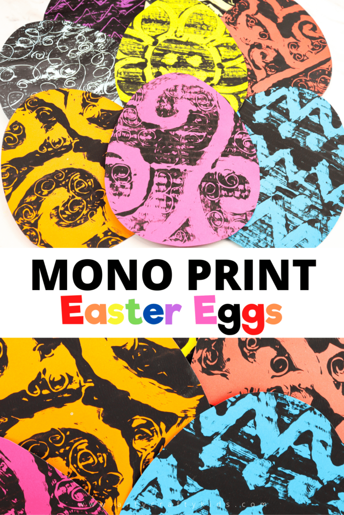 Monoprint Easter Egg Art for Kids - A fun and engaging Easter Art Project kids will love. This art project introduces children into basic mono print art techniques. To start, download our free Egg Template.