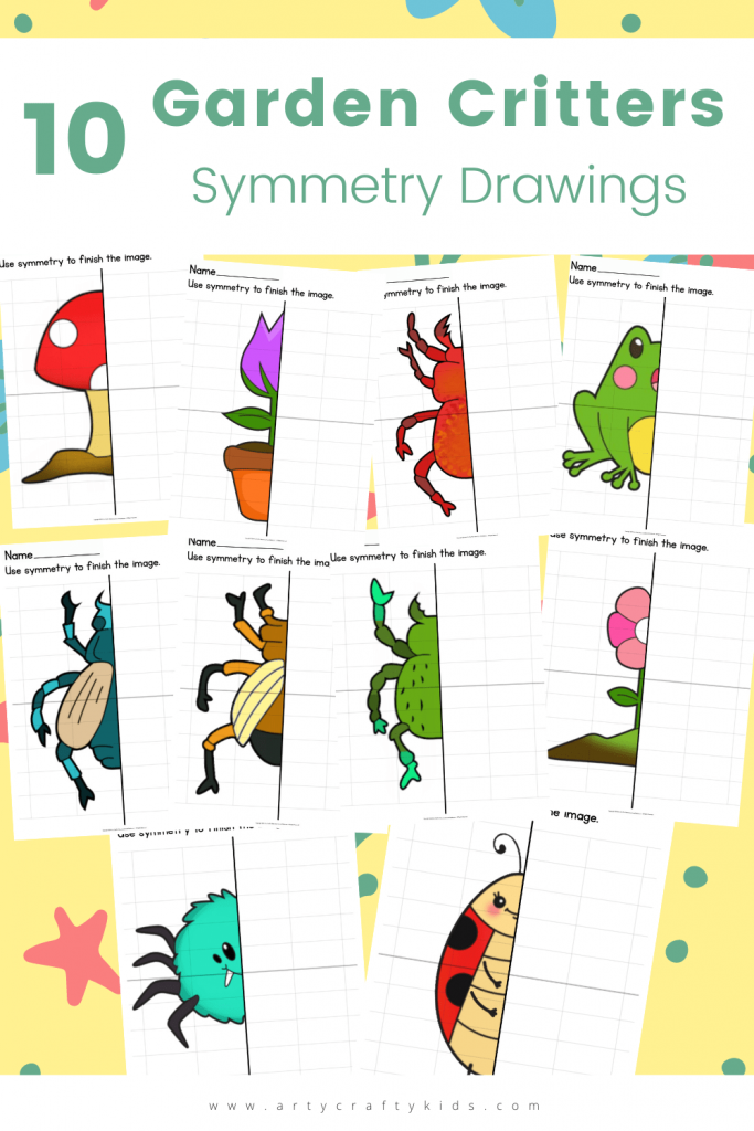 Our 10 Garden Critter Symmetry Drawings are super fun for practicing drawing skills and improving hand eye co-ordination whilst having fun!