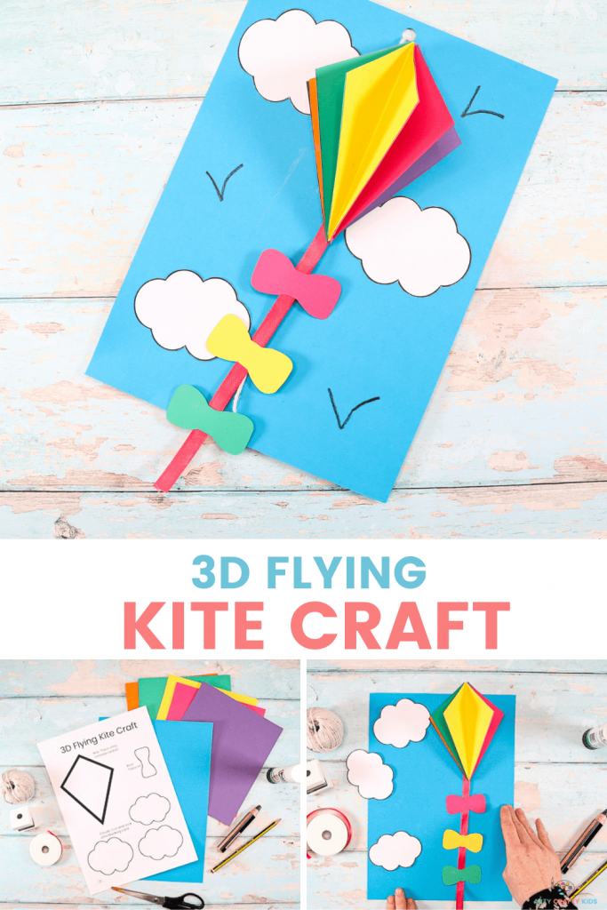 Let's make a 3D Flying Kite craft with the kids this Summer! A fun and easy to make 3D kite craft that uses a pulley system to make the kite fly high up into the sky!