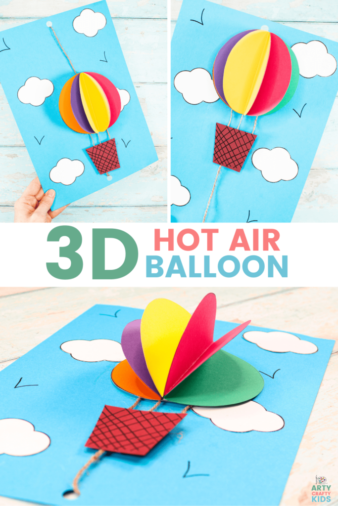 3D Hot Air Balloon Craft for Kids - An easy to make Hot Balloon Craft that kids will love! Featuring a 3D balloon and a pulley system to make it fly!