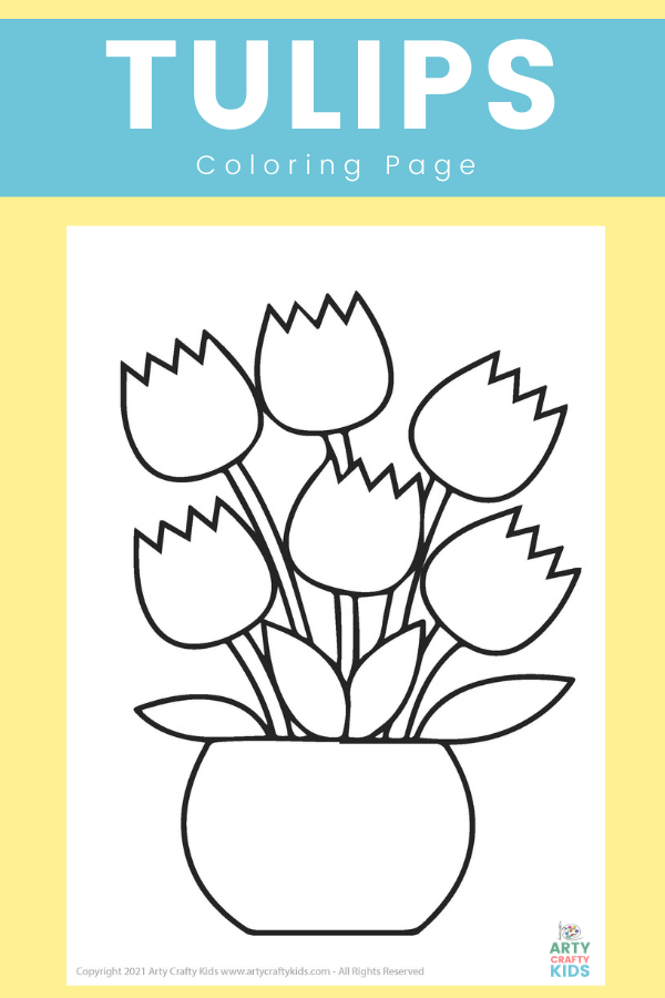 Free Spring Tulip Coloring Page for Kids. Tulips are one of our favorite flowers. They come in a huge variety of colors and shapes, with some really interesting color combinations and blends. What colors will your children choose for their tulip bouquet ?