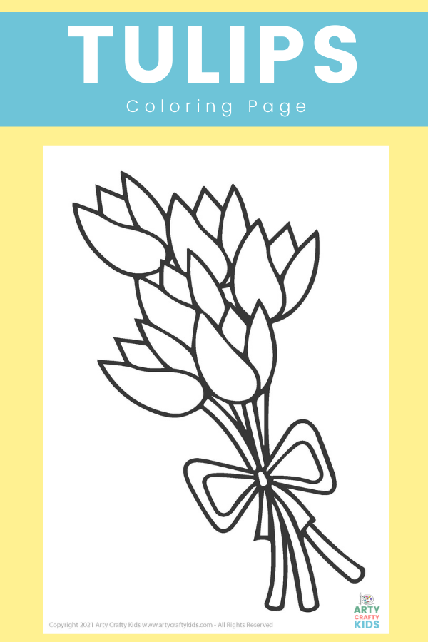 Free Spring Tulip Coloring Page for Kids. Tulips are one of our favorite flowers. They come in a huge variety of colors and shapes, with some really interesting color combinations and blends. What colors will your children choose for their tulip bouquet ?