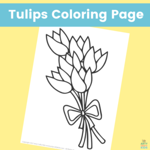 Spring Tulip Bouquet Coloring Page for Kids. Free Spring Coloring Page.