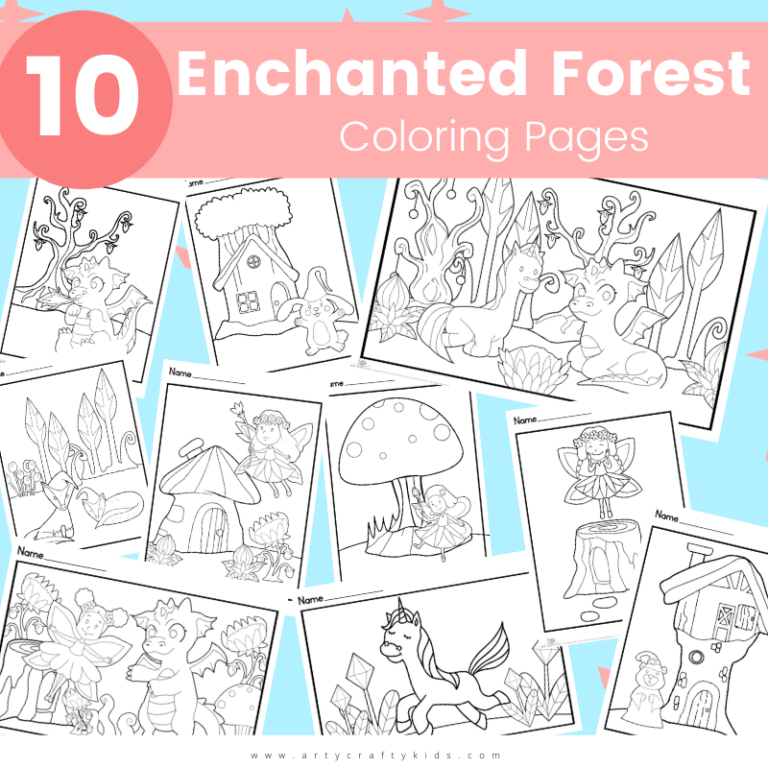 10 Enchanted Forest Coloring Pages - Arty Crafty Kids