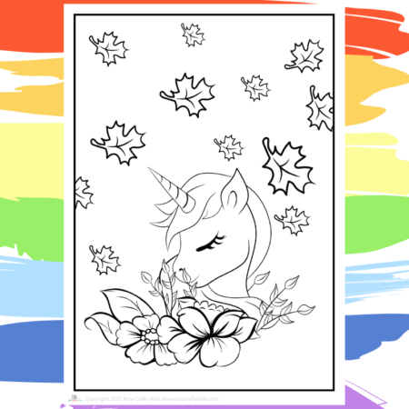 Autumn Unicorn Coloring Page - part of a collection of 40 Unicorn Coloring Sheets.