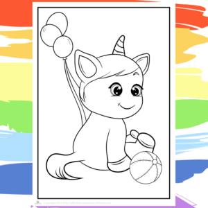 Cute Baby Unicorn Party Coloring Page