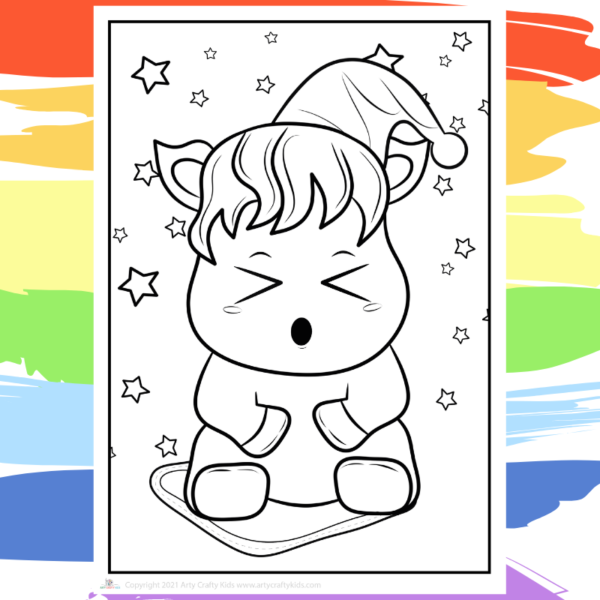 Sleepy Unicorn Coloring Page