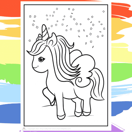 Pegasus Unicorn Coloring Page  - part of a collection of 40 Unicorn Coloring Sheets. 