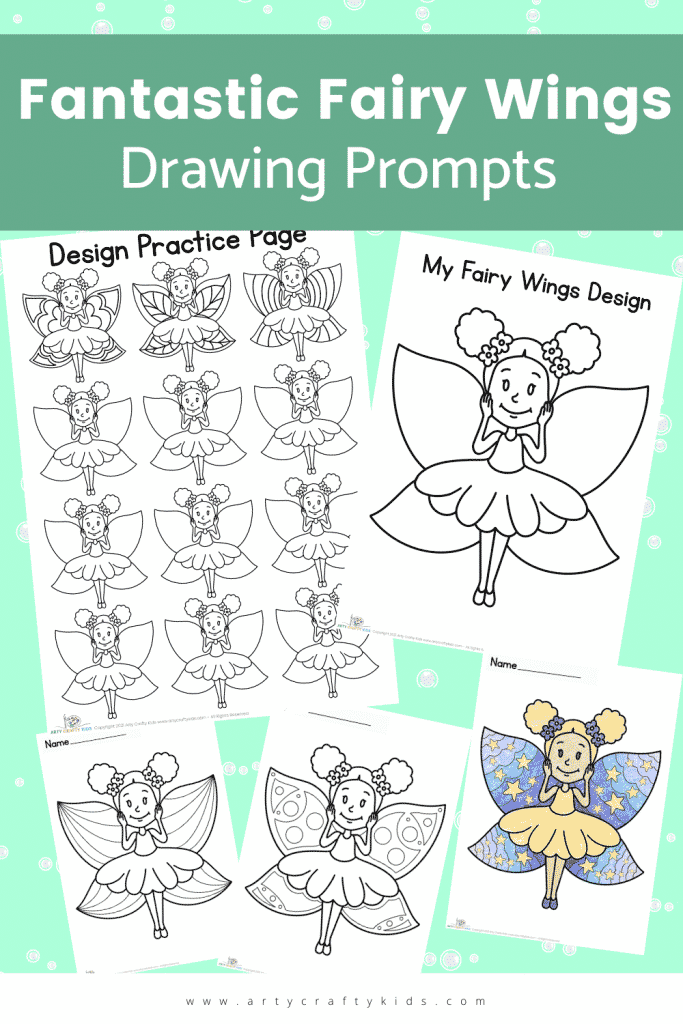 Fantastic Fairy Wings Drawing Prompts: This cute printable pack includes Fairy Coloring Pages, Design Prompt and Practice Sheet!