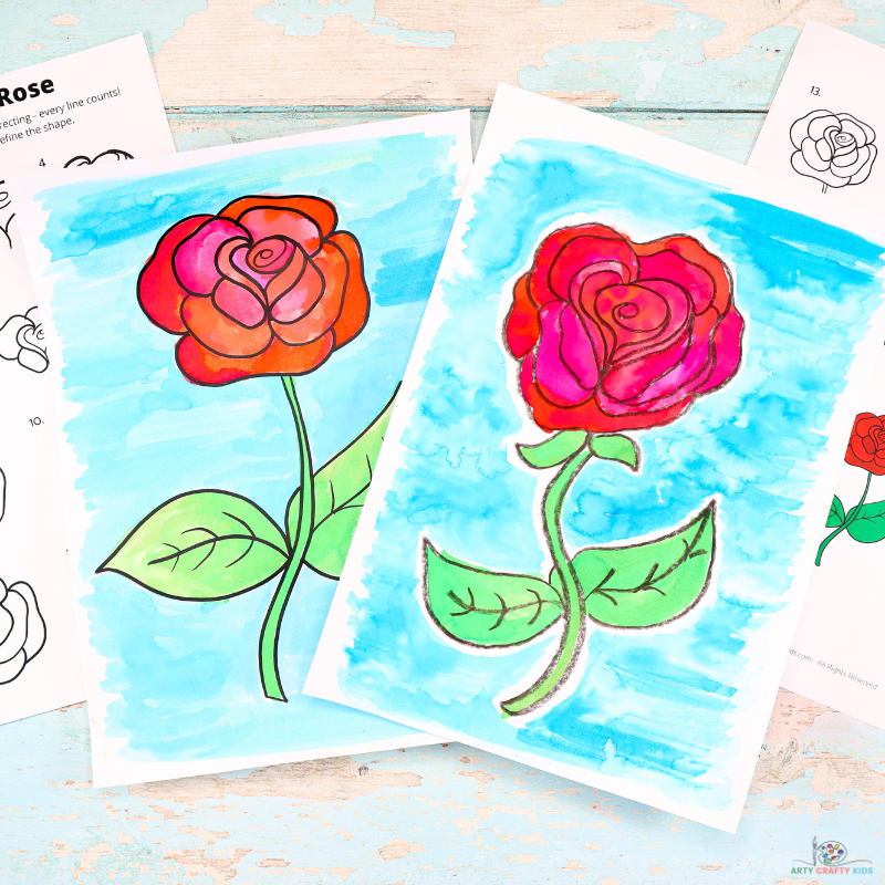 How to Draw a Rose - Step by Step Guide - Easy How to Draw a Rose Tutorial for Kids