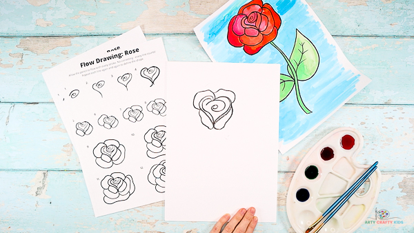 Draw the second set of rose petals.