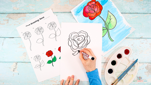 How to Draw a Rose Step by Step 9