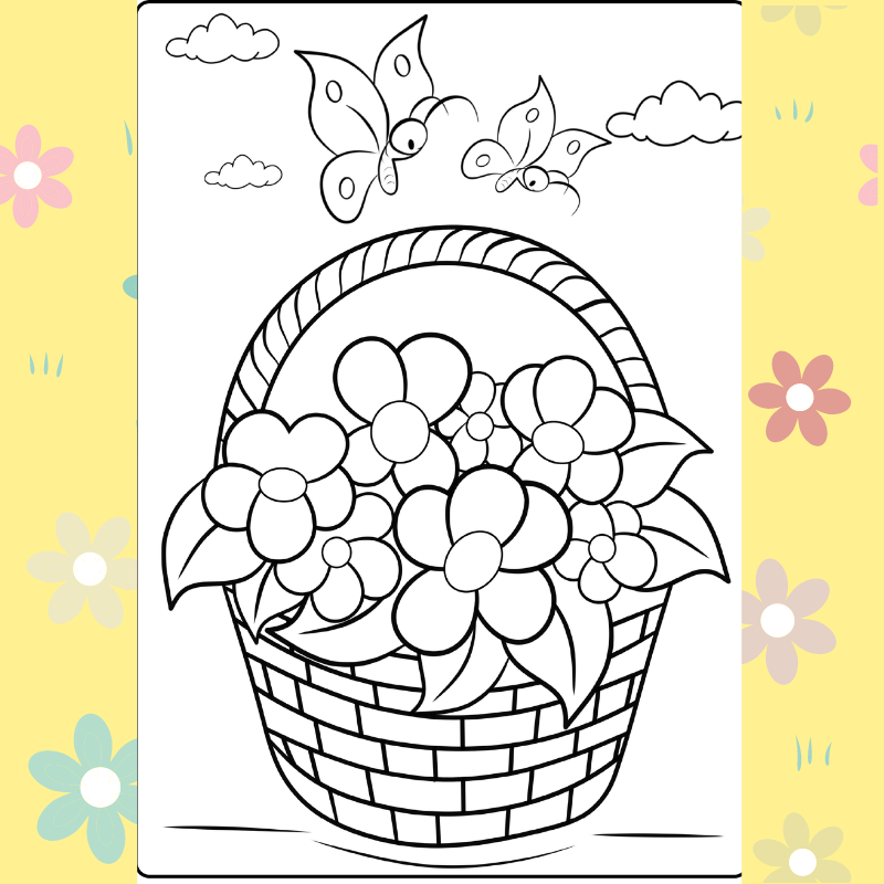 Basket of Flowers coloring page