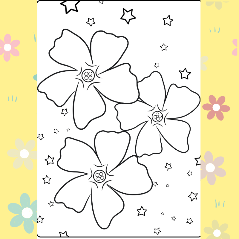 Flowers in the Stars coloring page