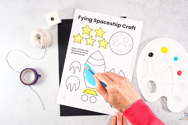 Blast off to the moon with our super fun and easy to make Flying Rocketship craft for kids! This space craft will capture the imaginations of kids' both big and small. With the introduction of a simple pulley system to create the impression of flight into space; children can craft, learn and play with their flying creations!