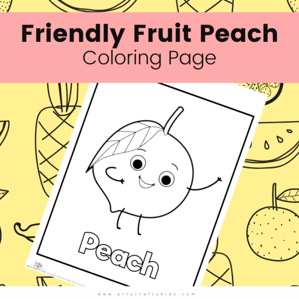 Friendly Fruit Peach Coloring Page