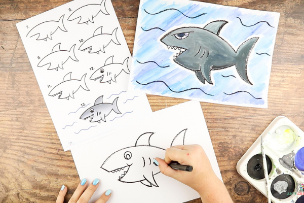 How to draw a shark step by step