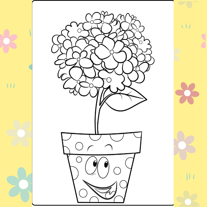 Spotty Flower Pot coloring page