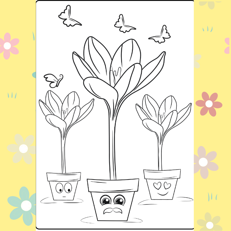 Trio of Flower Pots coloring page