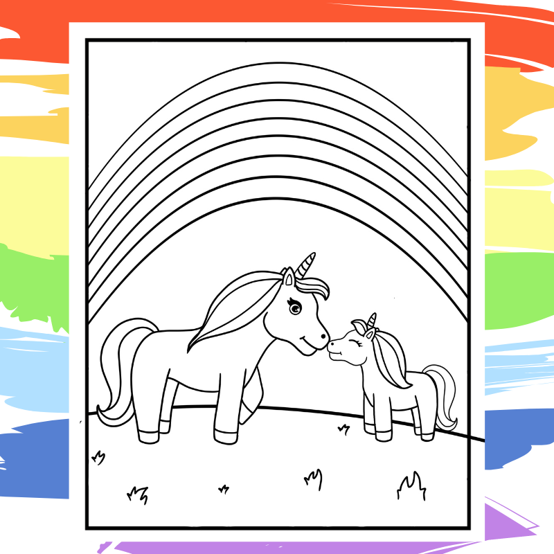 Under the Rainbow Unicorns - part of a collection of 40 Unicorn Coloring Sheets.