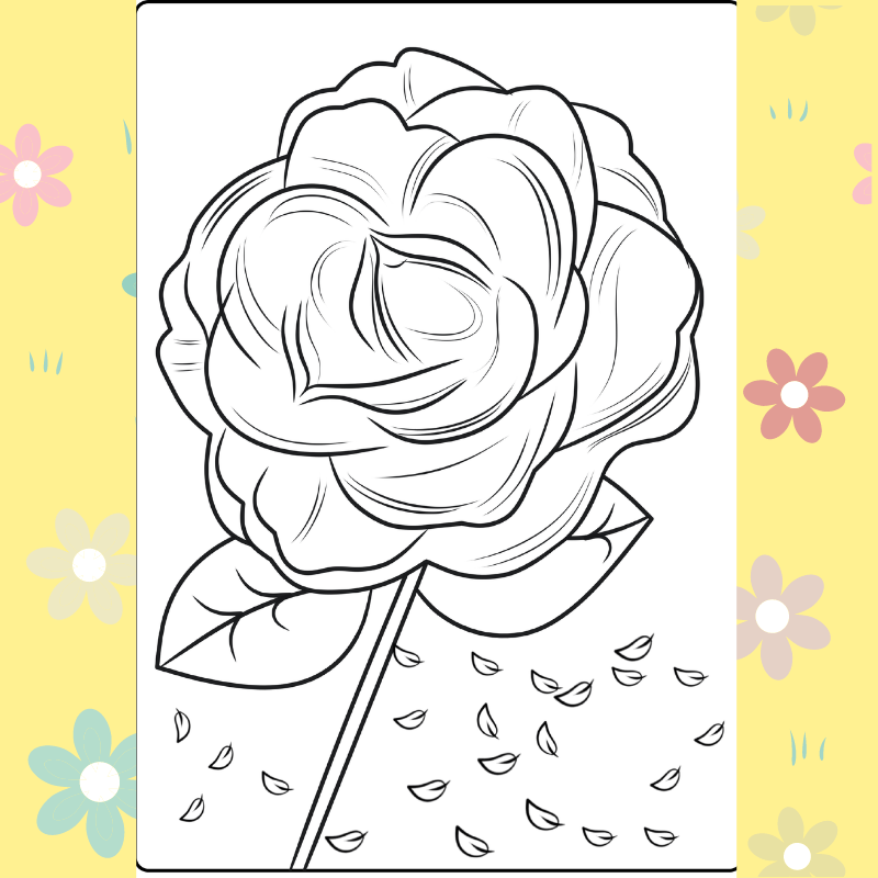 Whimsical Rose coloring page