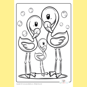 Flamingo Family Coloring Page