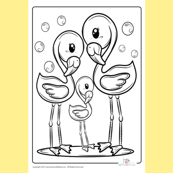 Flamingo Family Coloring Page