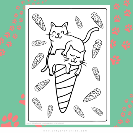 FREE Ice Cream Cats Coloring Page