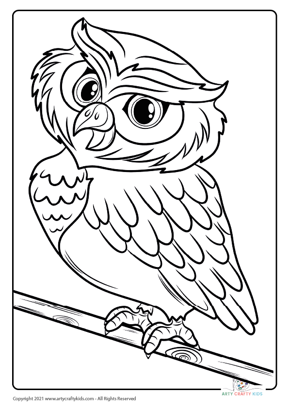 Funny Little Bird Coloring Page for Kids Gráfico por