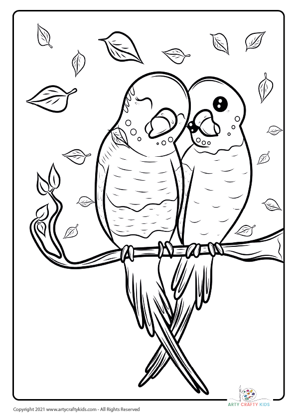 Bird Coloring Pages: From our bird coloring book, this page features a Love Bird coloring page.