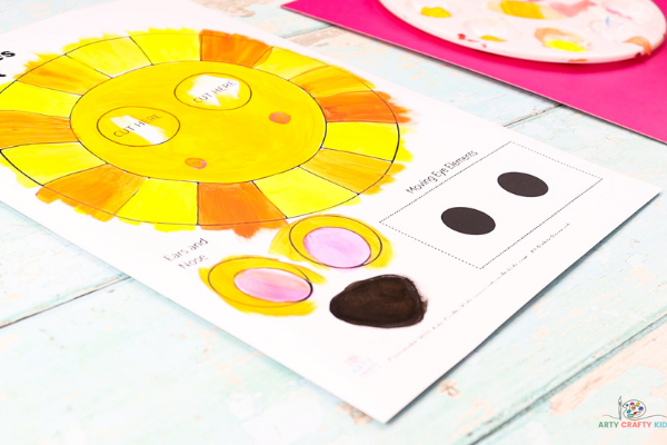 Image showing a completed painted template. Colors consist of different shades of yellow to terra cotta.