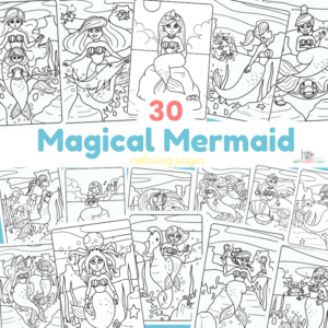 30 Magical Mermaid Coloring Pages - 30 Mermaid Coloring Sheets featuring an array of mermaids, ocean animals, merkids and more!