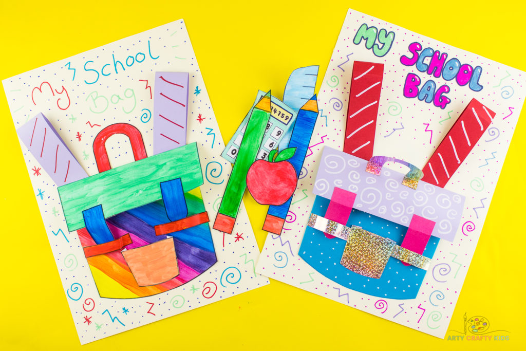 3D School Backpack Craft for Kids - Get into the back to school mood with this super fun and easy design your own 3D school bag craft, complete with a school backpack template and accessories to fill the backpack.