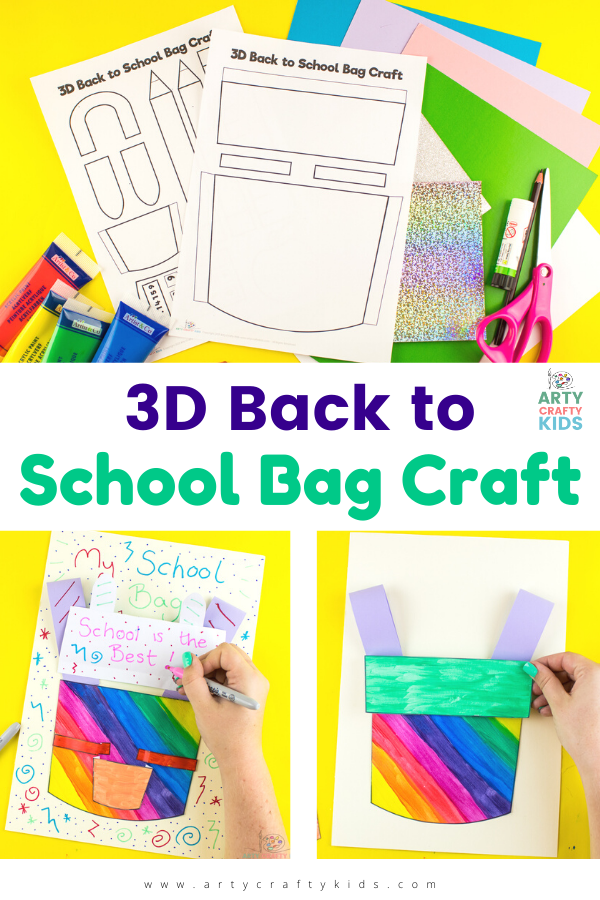 3D School Backpack Craft for Kids - Get into the back to school mood with this super fun and easy design your own 3D school bag craft, complete with a school backpack template and accessories to fill the backpack.