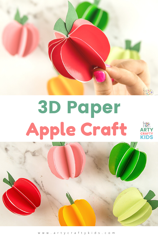 Apprenez à fabriquer des pommes en papier 3D avec notre didacticiel étape par étape Paper Apple Craft.  L'artisanat parfait pour les enfants pour lancer la saison d'automne.