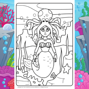 Mermaid and Octopus Coloring Page