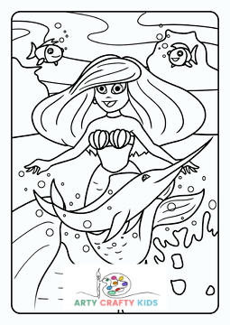 Mermaid and Swordfish Coloring Page