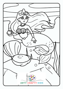 Mermaid finding a Peal Coloring Page