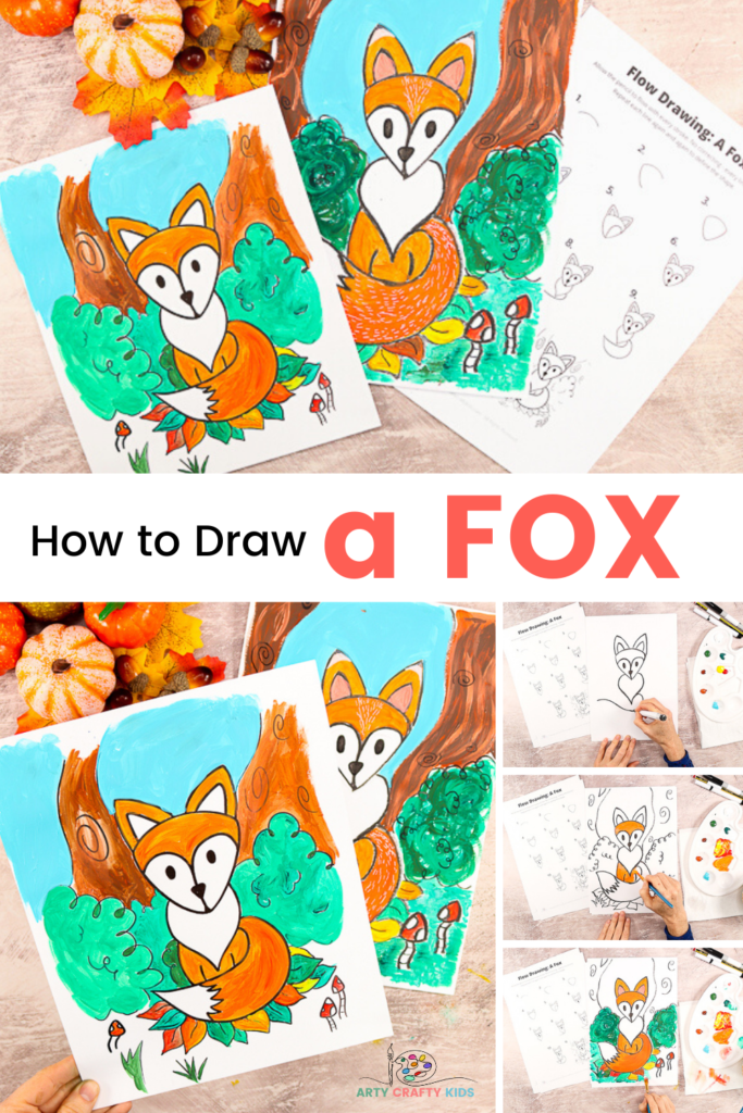 Learn how to draw a fox with our Easy to Draw Step by Step Tutorial -  this drawing guide is perfect for beginners and kids, who will learn how to draw a simple fox with just a few flowing lines. A lovely art project for fall/autumn woodland animal topic.