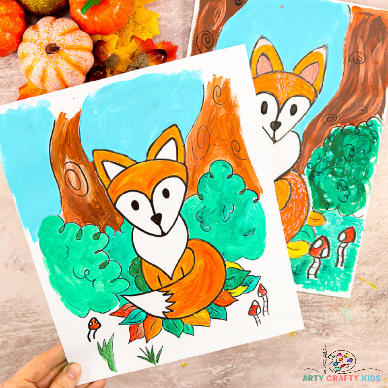 How To Draw A Cute Fox  Oil Pastel Art for Kids 