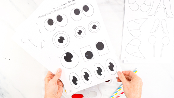 Image showing the eye elements of the printable monster templates.